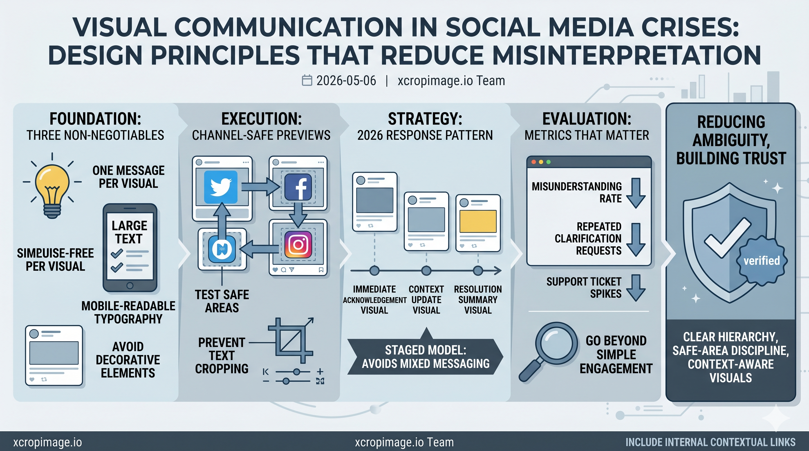 Visual communication principles for social media crisis moments.