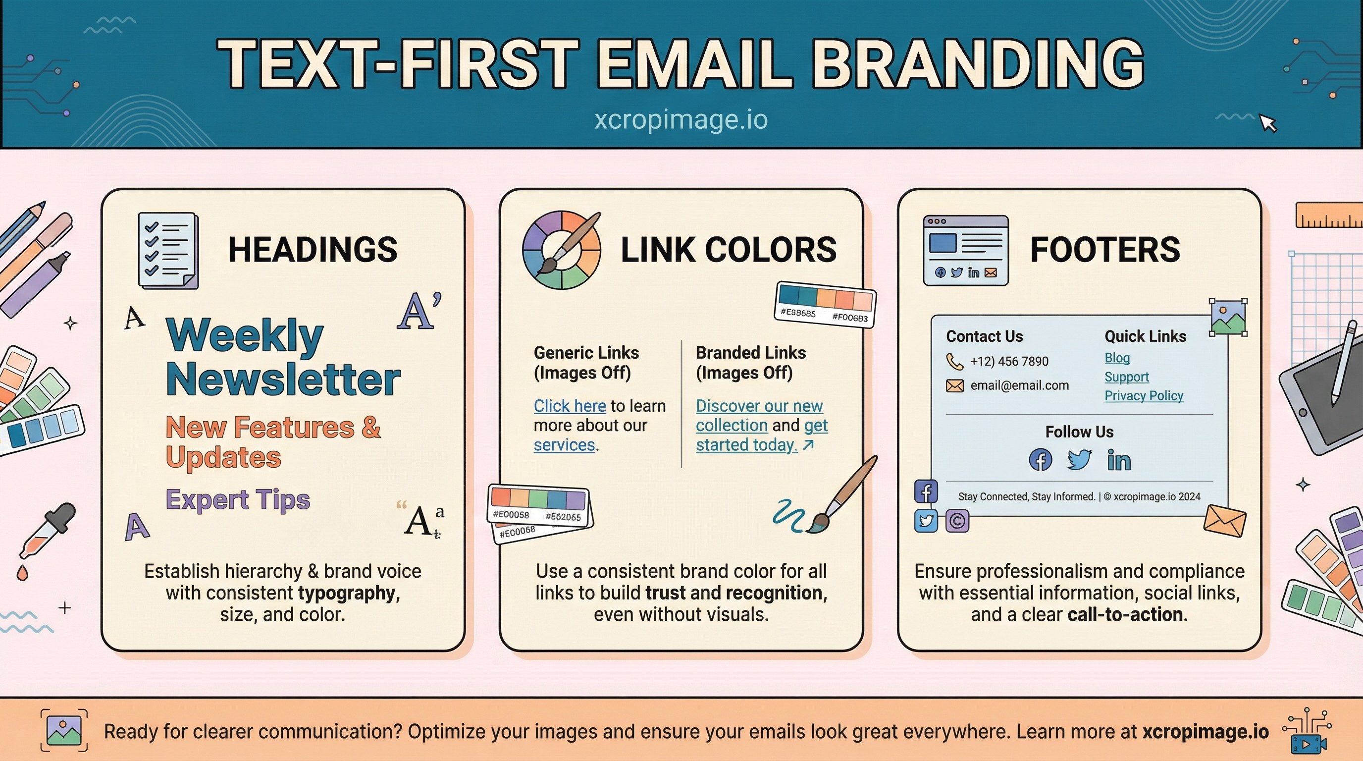 Newsletters and transactional email without images: text-first branding.