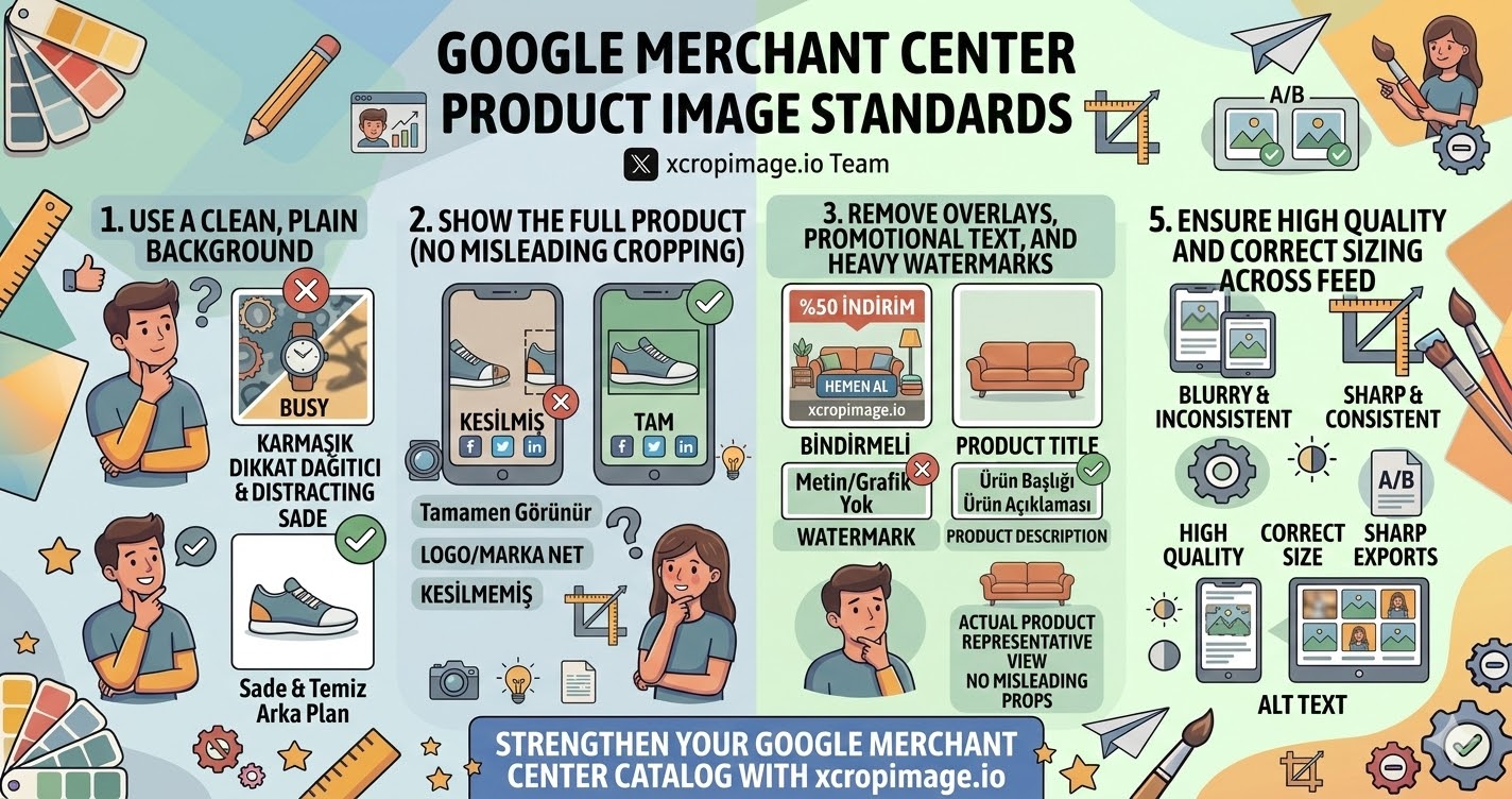 Google Merchant Center product image standards checklist.