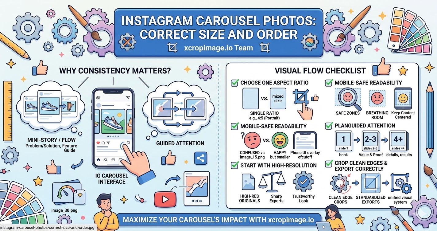 Instagram carousel photos correct size and order.
