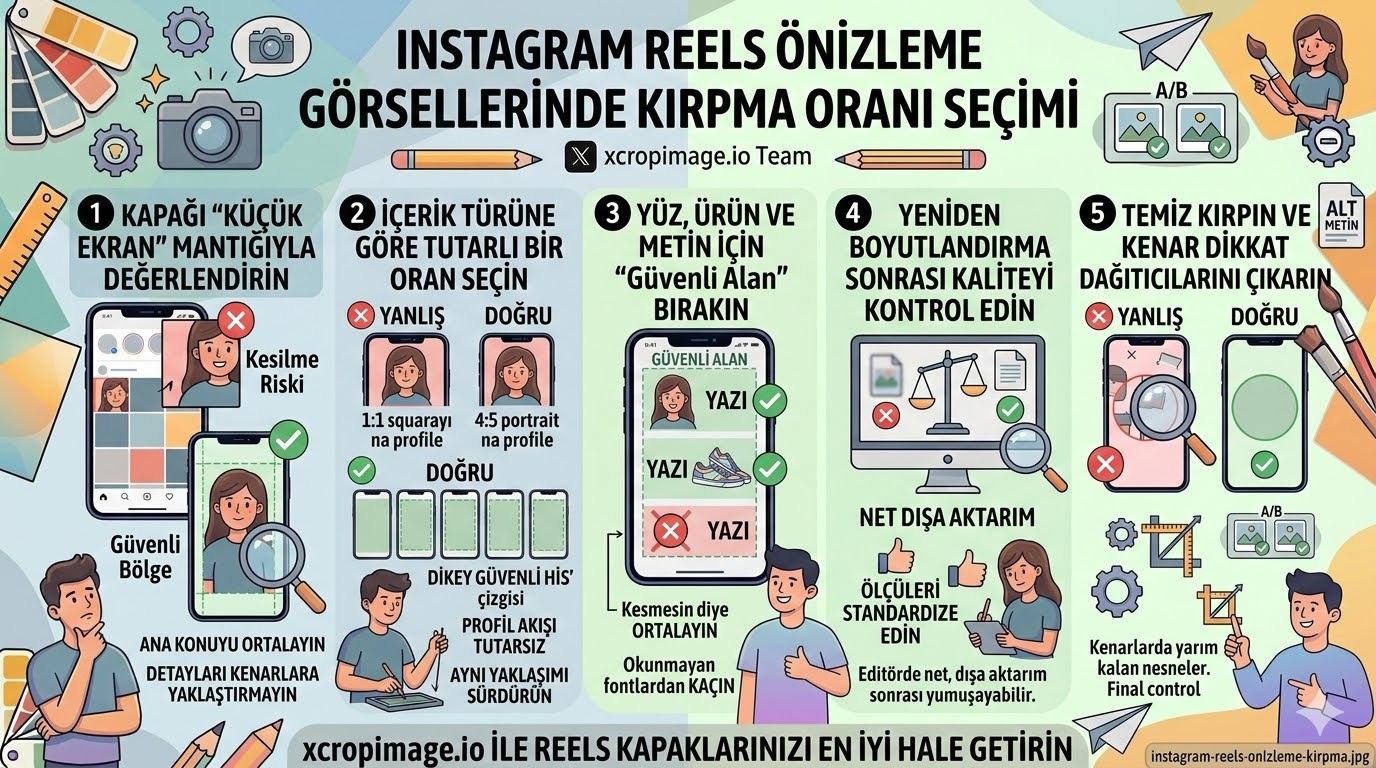 Instagram Reels önizleme görsellerinde kırpma oranı seçimi.