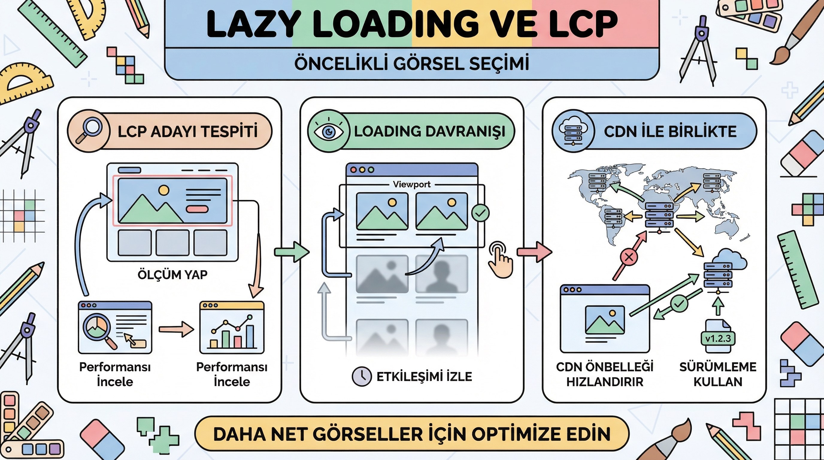 Lazy loading ve LCP görseli: hangi görselin öncelikli yüklenmesi gerektiğini seçmek.