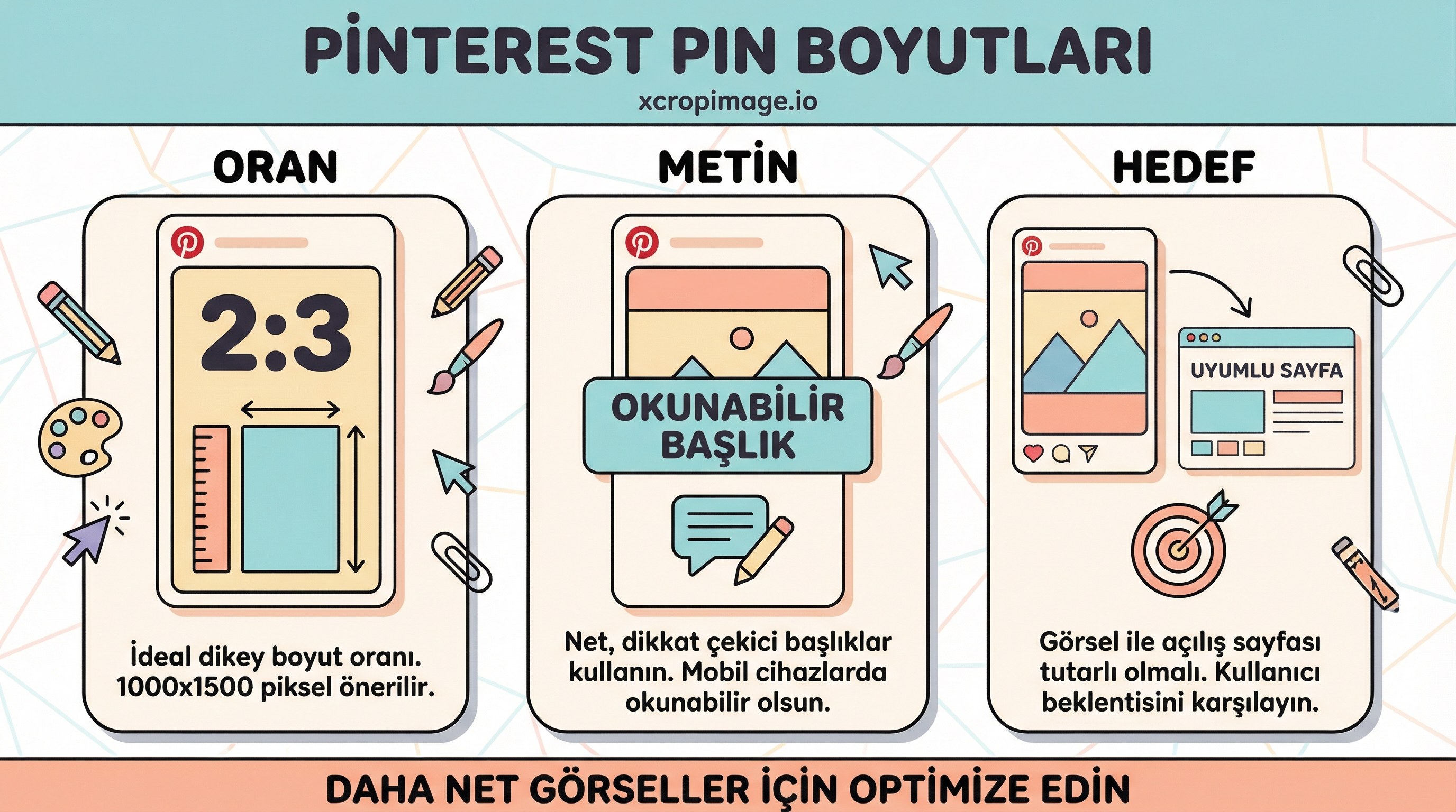 Pinterest pin boyutları ve dikey görsel stratejisi: keşfedilebilirlik için çerçeve.