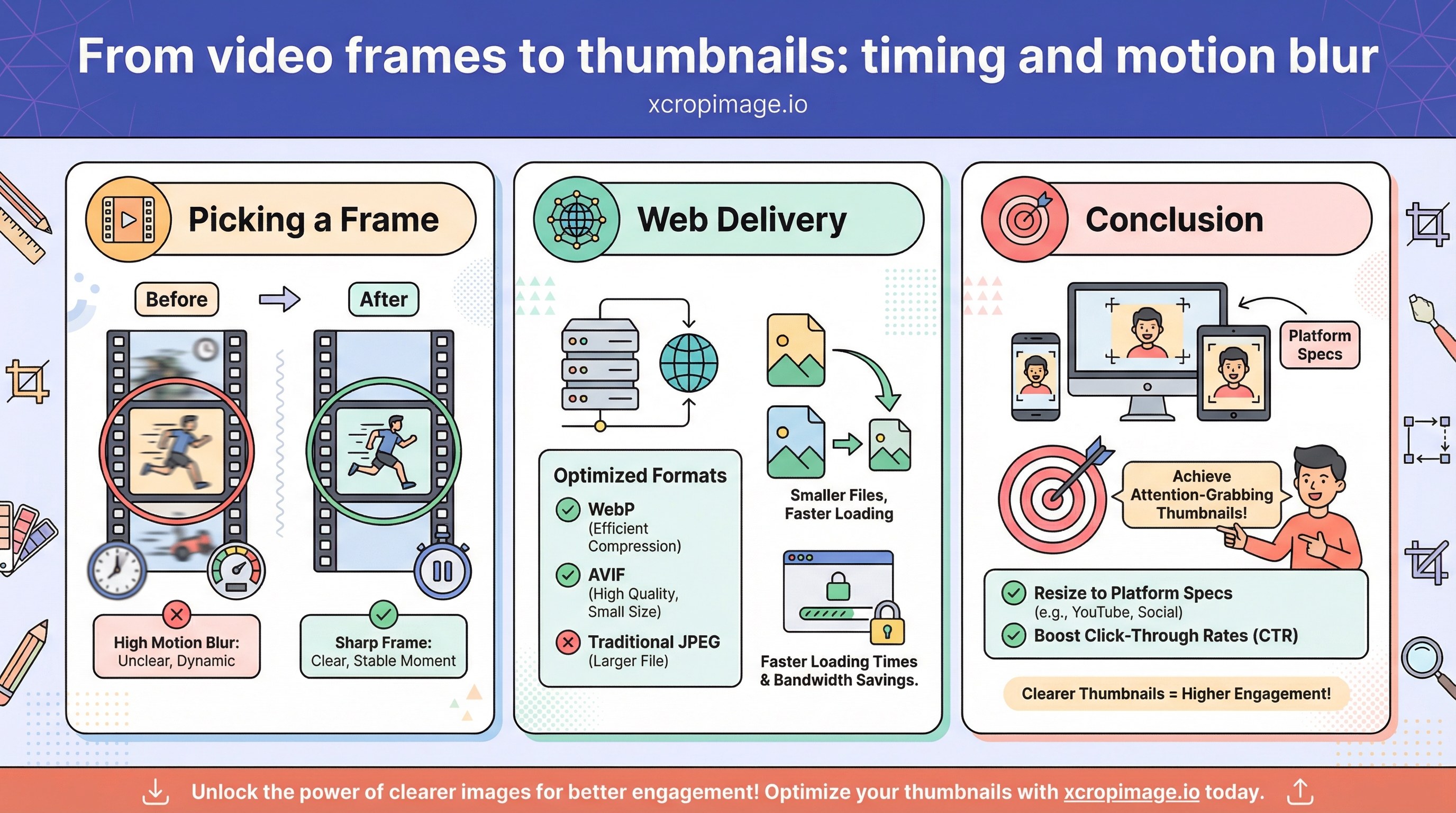 From video frames to thumbnails: timing and motion blur.